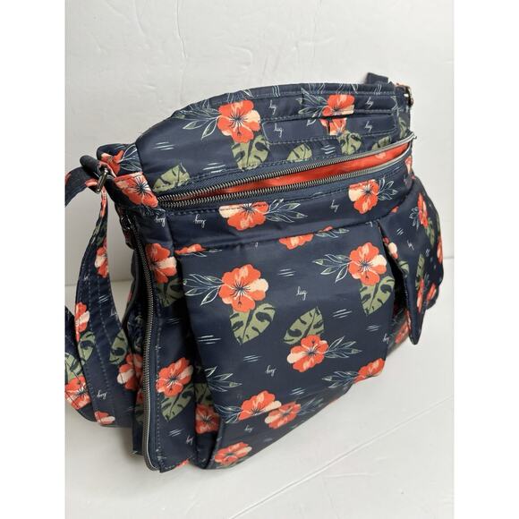 Lug Happy Camper Aloha Navy Blue/ Floral Messenger Travel Crossbody Shoulder Bag - Picture 9 of 16